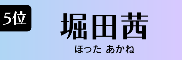 5位：堀田茜