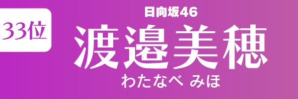 坂道グループの歴代人気メンバーランキング第33位：渡邉美穂（日向坂46）
