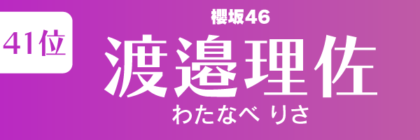 坂道グループの歴代人気メンバーランキング第41位：渡邉理佐（櫻坂46）