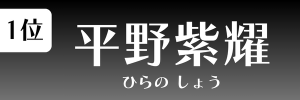 第1位 平野紫耀 ひらの　しょう