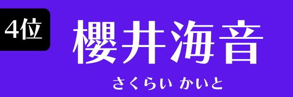 第4位　櫻井海音 さくらい かいと