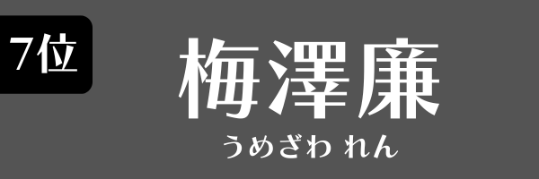 7位：梅澤廉