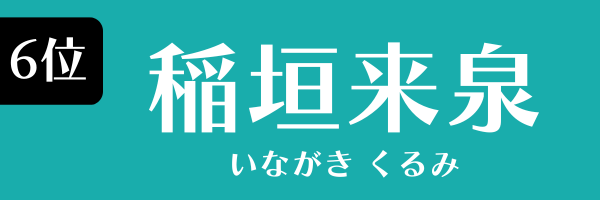 6位：稲垣来泉