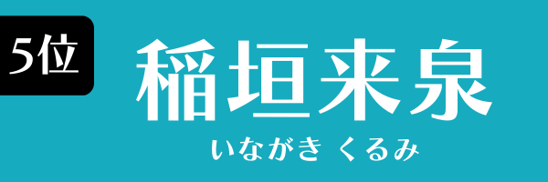 5位：稲垣来泉