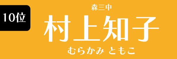 第10位　　村上知子（森三中） むらかみ　ともこ（もりさんちゅう）